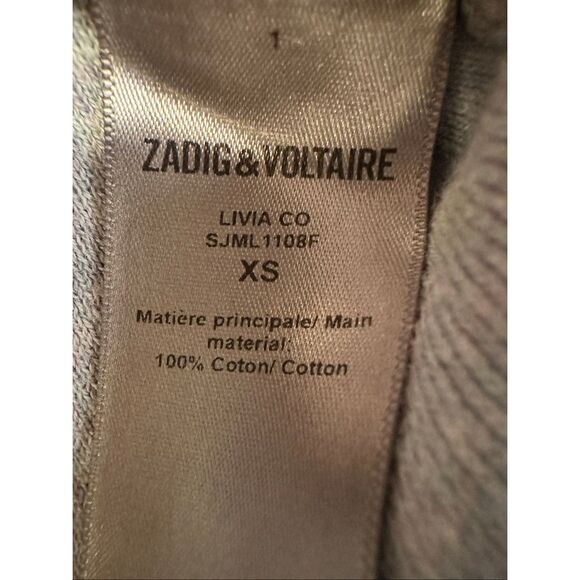 Zadig & Voltaire greyish/purple cropped oversized crewneck bell sleeves, size XS - Picture 8 of 8